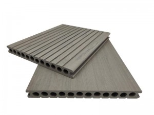 Traditional decking wpc hollow 12 round holes 250x25mm groove surface high quality Duo light grey for outdoor